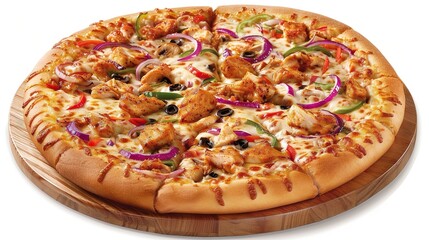 Spicy Peri Peri Chicken Pizza with Thin Crust from a Traditional Kitchen