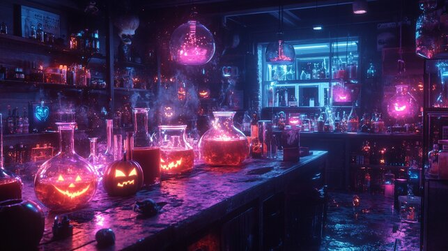Colorful Wizard's halloween lab