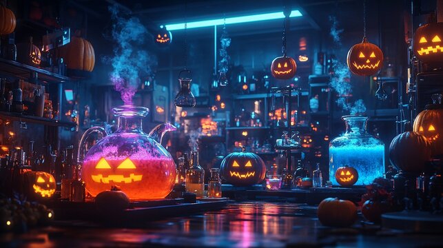 Colorful Wizard's halloween lab
