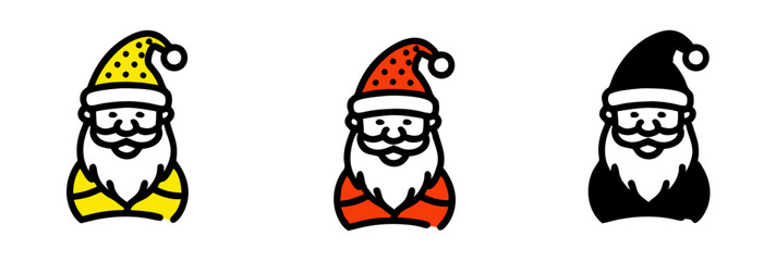 Santa Claus face with a joyful expression colorful icon set