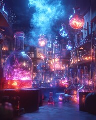 Fototapeta premium Colorful Halloween laboratory.