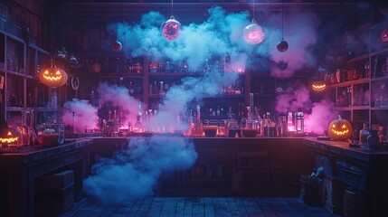 Obraz premium Colorful Halloween laboratory.