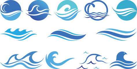 Water wave icon set collection