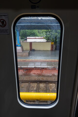 Fototapeta premium Passenger Train Door Window View During Daytime