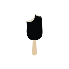 Ice cream bar bites with black and white vector icon isolated on white background.
