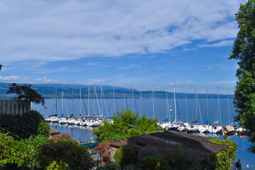 Fototapeta premium Photo du lac de Côme et de bateaux