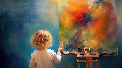 Young Artist: Child Engaged in Joyful Drawing Activity