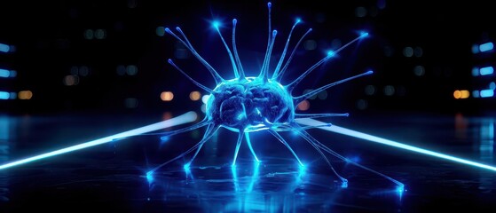 Abstract brain with interconnected systems forming a network of logic, 3D illustration