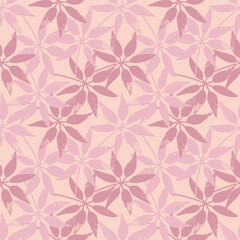 Seamless autumn pattern in the form of a solid line of hand drawn elements of flowers, leaves, branches.