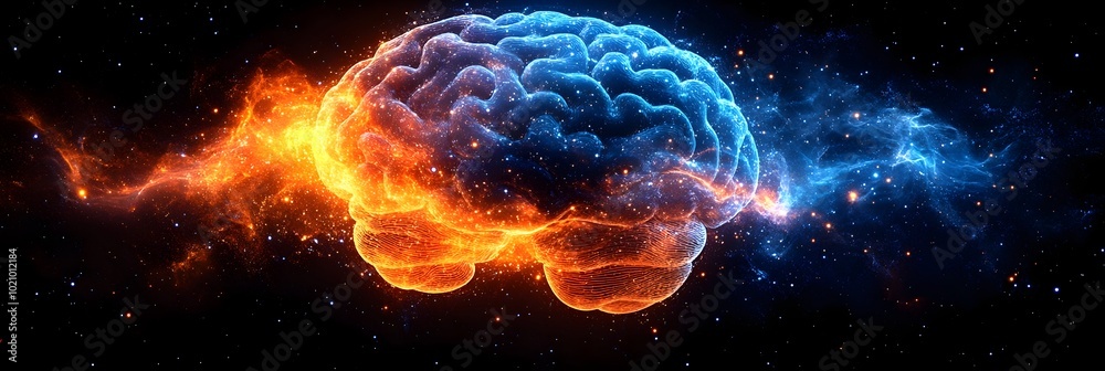 Aufkleber futuristic brain-computer interface technology elevating the communication industry with digital int