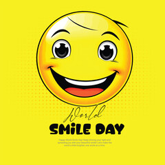 World smile day yellow background for funny expression