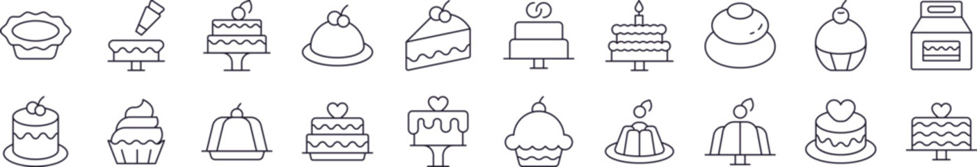 Cakes and Pastries Picture Collection. Editable Stroke. Perfect for Infographics, Articles, Books, Flyers, Banners