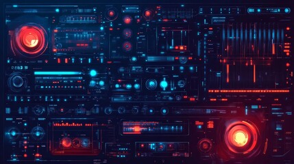 Fototapeta premium Generative AI Tool Interface Buttons, vibrant vector illustration showcasing interactive buttons designed for user engagement in AI applications, modern and intuitive design elements.