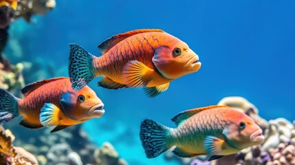Fototapeta premium Colorful Fish Swimming in Vibrant Coral Reef