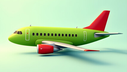 Fototapeta premium Creative Illustration of a Green and Red Airplane Playfully Imagined as a Dish to be Eaten