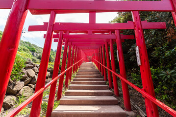 元乃隅神社 境内に並ぶ123基の赤い鳥居　山口県長門市