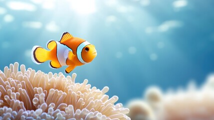 Colorful Clownfish Swimming Among Coral Reef