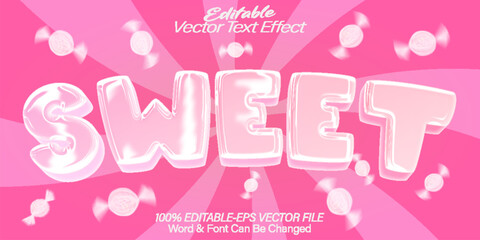 Sweet Vector Text Effect Editable Alphabet Pink Candy Snack Sugar