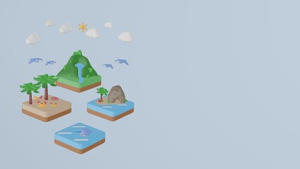 Seashore ecosystem in 3D concept, Seashore background