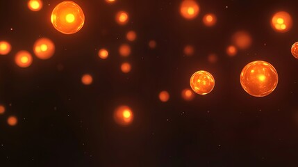 Obraz premium Glowing orange orbs float in a warm, dark space