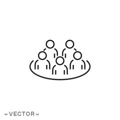 community group icon, group people, business client icon, thin line symbol isolated on white background, editable stroke eps 10 vector illustration