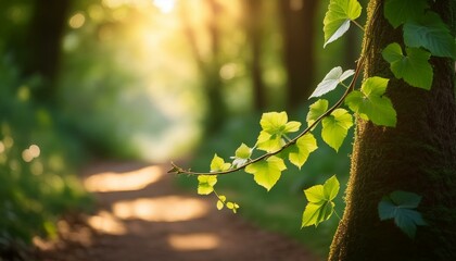 Obraz premium Vine growing on a tree in a forest