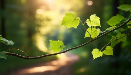 Sunlight through leaves in a forest