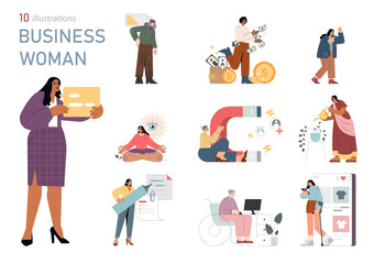 business woman. Flat Vector Illustration