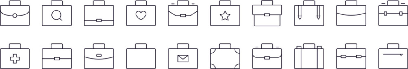 Briefcase for Office Work and Business Outline Image Collection. Editable Stroke. Perfect for Infographics, Articles, Books, Flyers, Banners