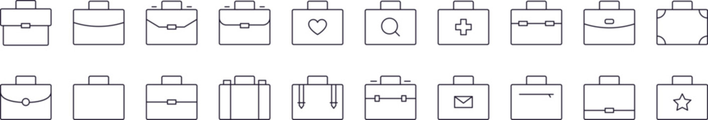 Briefcase for Office Work and Business Picture Collection. Editable Stroke. Perfect for Infographics, Articles, Books, Flyers, Banners