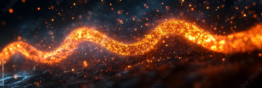 Poster Mesmerizing Waves of Luminous Particles Dancing in a Dynamic Energy Field:An Abstract Visualization of Vibrant,Electrifying Motion and Radiant Illumination