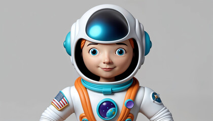 Cute Cartoon Astronaut Character With Space Suit and Helmet