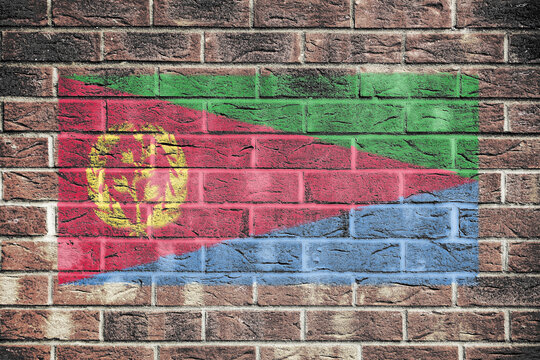 Eritrea flag painted on brick wall background