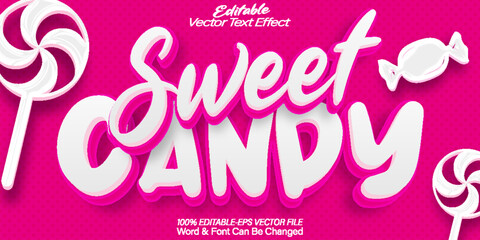Sweet Candy  Vector Text Effect Editable Alphabet Tasty Pink Lollipop Yummy