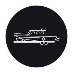 Medical boat black line icon.