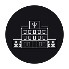 Psychiatric hospital black line icon.