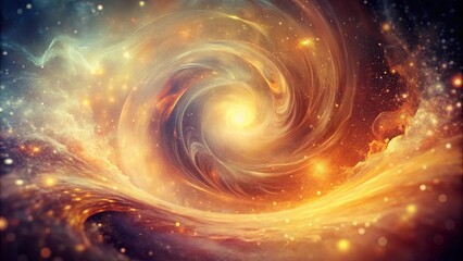 A celestial vortex, a swirl of stardust and cosmic energy, illuminates the vast emptiness of space with ethereal light.