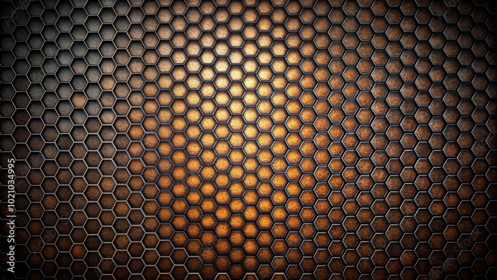Aufkleber Abstract Honeycomb Pattern with Metallic Texture and Gradient Lighting