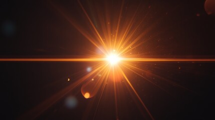 Obraz premium Bright lens flare effect with glowing light rays creating dramatic atmosphere. This abstract image captures essence of illumination and energy, perfect for various creative projects