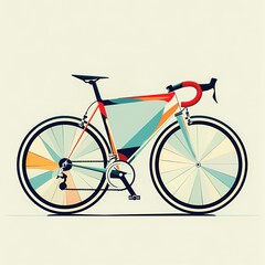 Fototapeta premium A stylized illustration of a bicycle with geometric shapes and vibrant colors.