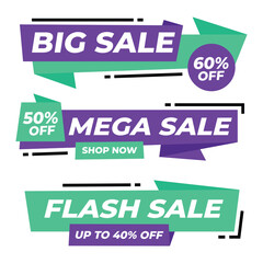 Set of sale banner vector