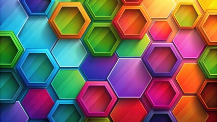 Colorful Geometric Hexagons Abstract Background Overlapping Trendy Design Graphic