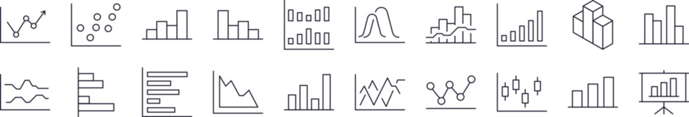 Progress Bar, Growth, Diagram Outline Image Collection. Editable Stroke. Perfect for Infographics, Articles, Books, Flyers, Banners
