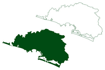 Manzanillo municipality (Free and Sovereign State of Colima, Mexico, United Mexican States) map vector illustration, scribble sketch Manzanillo map