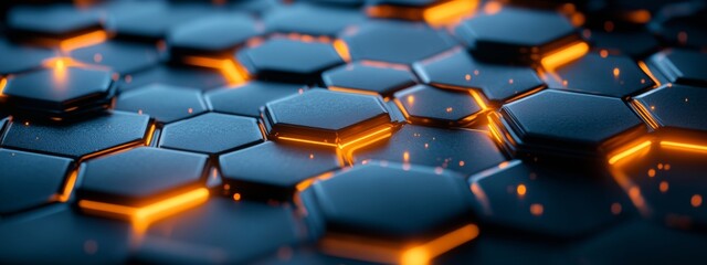 Obraz premium A close up of a black and orange hexagonal pattern