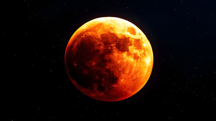 Red or Blood Moon, Full Moon Eclipse 2018: Astronomical image of the red moon during the full moon eclipse in 2018, showing the moon in its full eclipse phase.