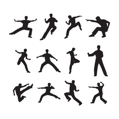 Kung Fu Symbol Icon Silhouette Vector Art Drawing Isolated on White Background