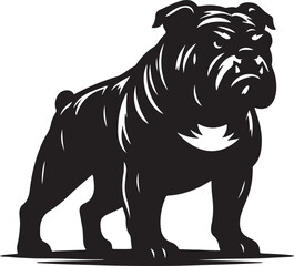 Bulldog standing silhouette vector illustration line art