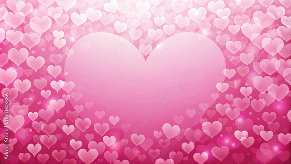 Aufkleber romantic heart shaped bokeh background with soft pink gradient