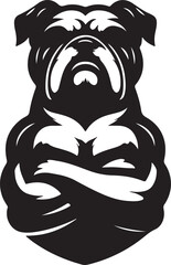 Bulldog standing silhouette vector illustration line art